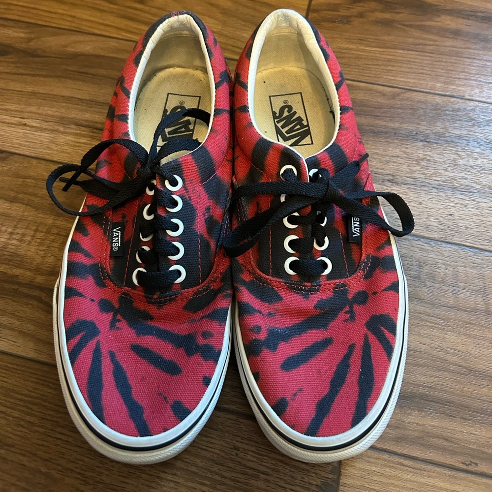 Vans Red and Black Patterned Sneakers
